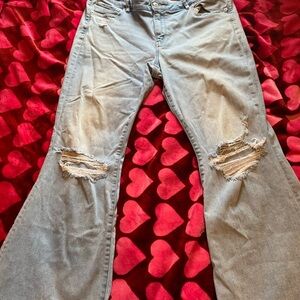 American Eagle Outfitters Light Distressed Flare Jeans